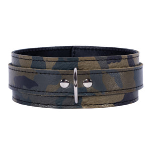 Camo Leather BDSM Collar - Durable Military-Style Neck Restraint for Fetish Play | Camo Collection