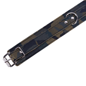 Camo Leather BDSM Collar - Durable Military-Style Neck Restraint for Fetish Play | Camo Collection