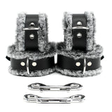 IVO Set 7-Piece Wrist Ankle Cuffs Chain Lead Collar Chic Genuine Leather