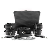 Bonn Set Full Grain Leather Lockable Collar Wrist Cuffs Ankle Cuffs Chain Leash