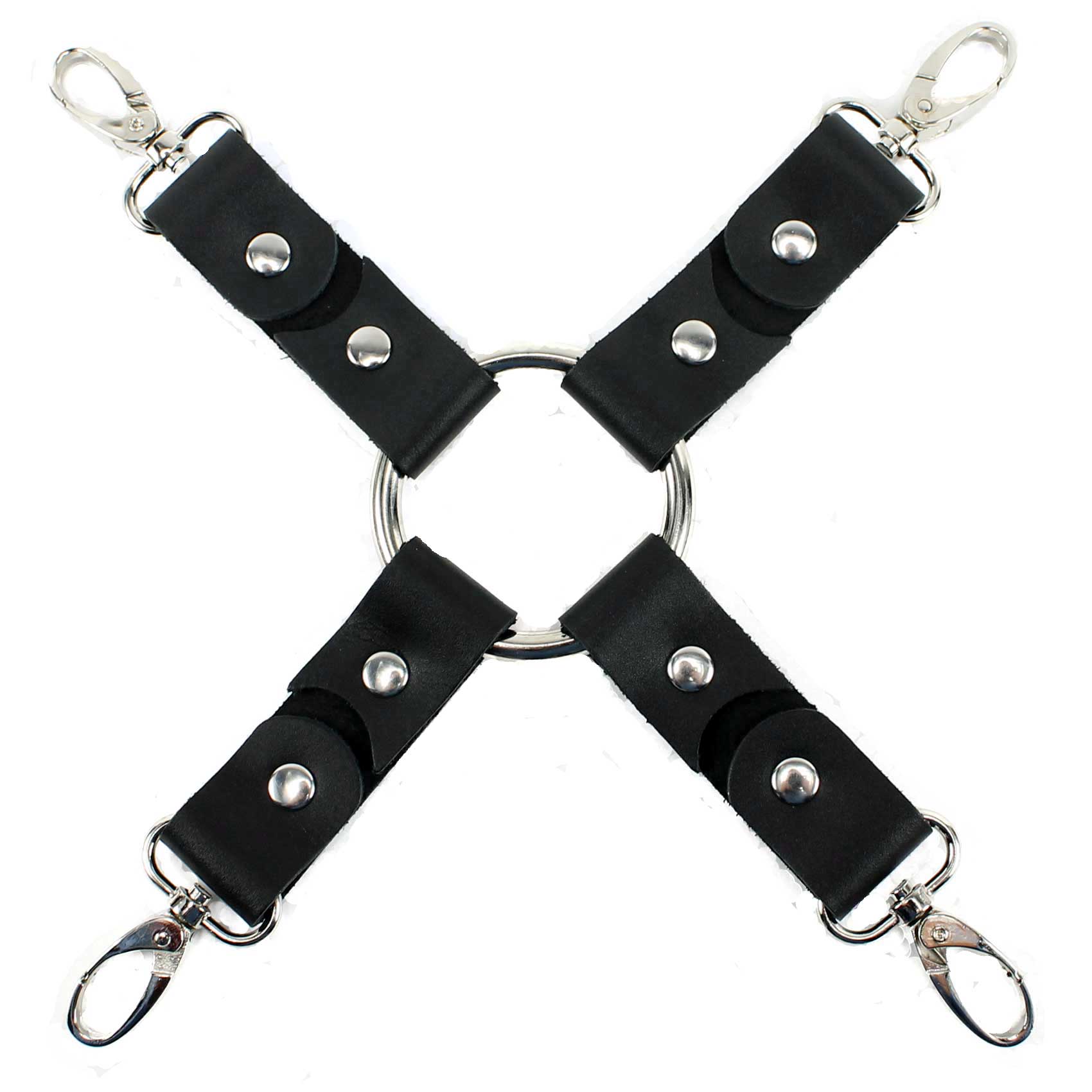 4-Way Hogtie Restraint - Premium Thick Latigo Leather BDSM Bondage Gear | Atlas Collection