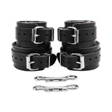 Wrist & Ankle Cuffs Set - Soft Chinchilla Fur Lined, Premium Handmade Leather BDSM Restraints | Atlas Collection