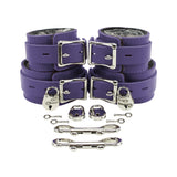 Bondage Fur Wrist & Ankle Cuffs Set with Hogtie - Sturdy Leather BDSM Restraints | Atlanta Collection