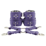 Bondage Fur Wrist & Ankle Cuffs Set with Hogtie - Sturdy Leather BDSM Restraints | Atlanta Collection