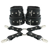 Madison Lockable Regular Wrist Ankle Cuffs Combo 4-Way Hogtie Soft Genuine Leather