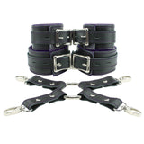 Madison Lockable Regular Wrist Ankle Cuffs Combo 4-Way Hogtie Soft Genuine Leather