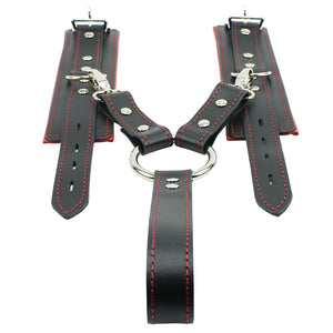 Madison Lockable Regular Wrist Strap Hogtie and Wrist Cuffs Soft Genuine Leather