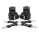 Madison Lockable Regular Wrist Ankle Cuffs Combo 4-Way Hogtie Soft Genuine Leather