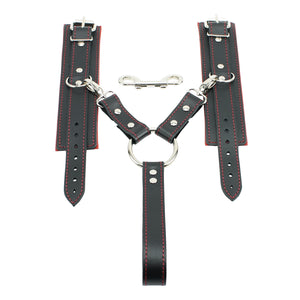 Madison Lockable Regular Wrist Strap Hogtie and Wrist Cuffs Soft Genuine Leather