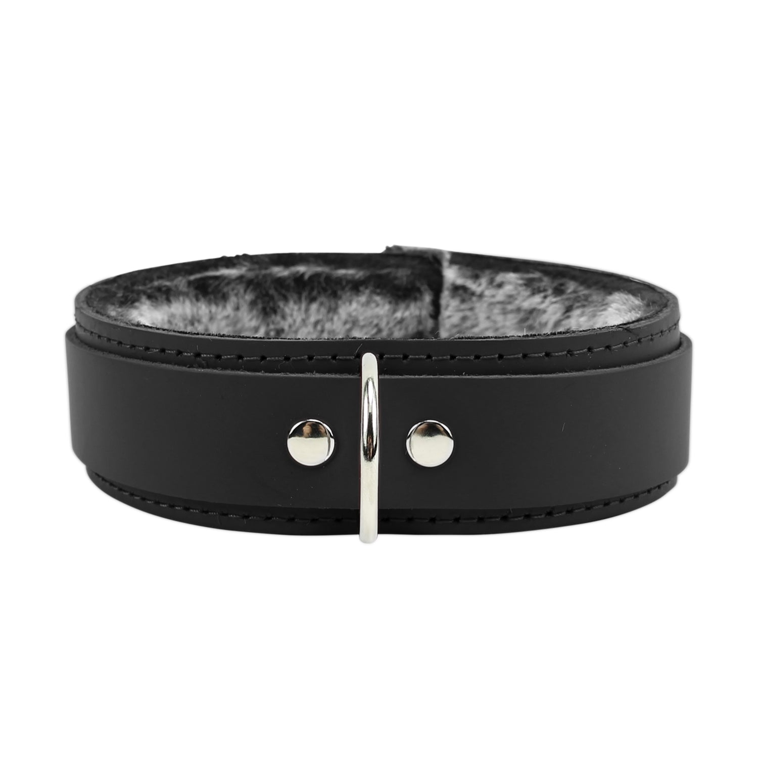 Atlas V 1.5" Collar Luxury Chinchilla Fur Leather Collar