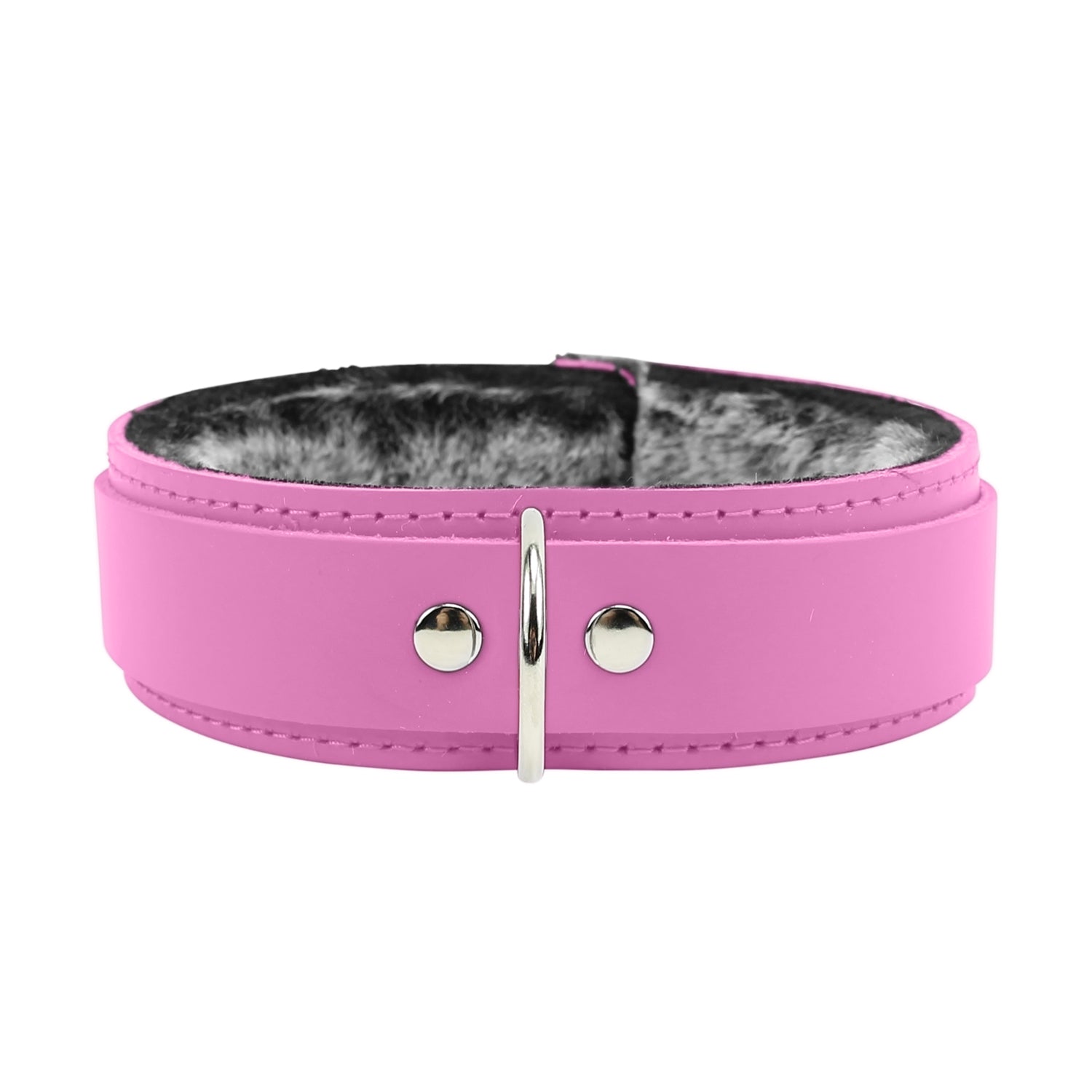 Luxury Chinchilla Fur Leather Bondage Collar 1.5" | Atlas Collection