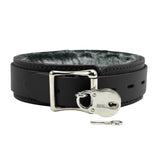 V Leather BDSM Collar with O-ring and Plush Chinchilla Fur Lining | Atlas Collection