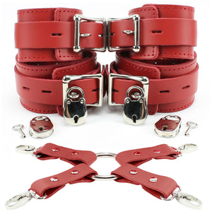 Atlanta Wrist Cuffs and Ankle Cuffs Combo With Hogtie Sturdy Leather Restraints - <strong>Buy One, Get One 50% Off! See Details Below</strong>